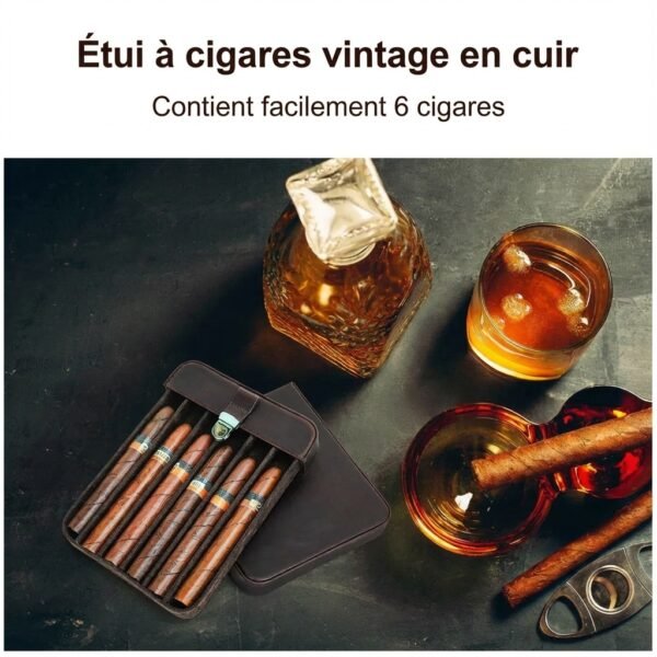 Etui à cigares retro en cuir de luxe