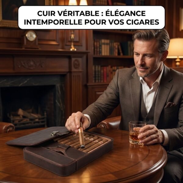 Etui à cigares retro en cuir de luxe