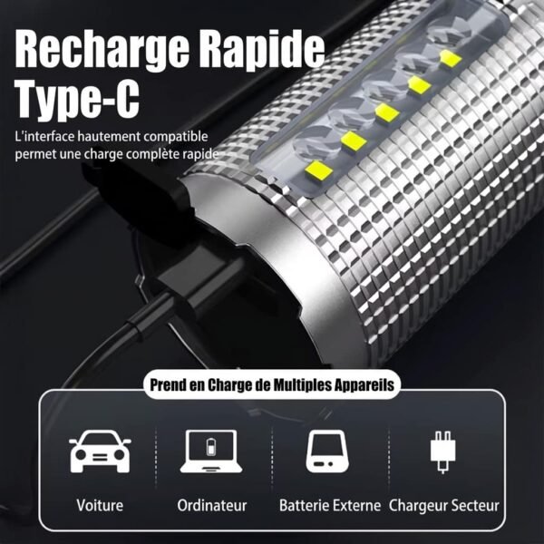 Lampe de Poche LED puissante étanche rechargeable