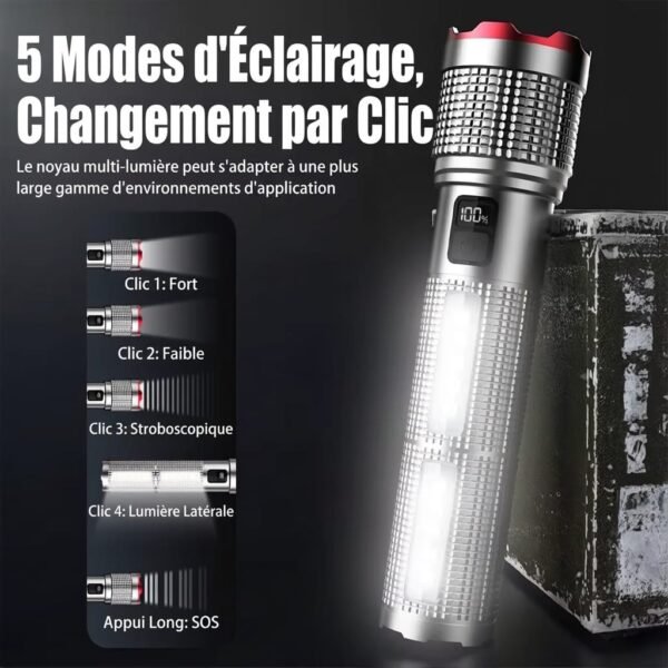 Lampe de Poche LED puissante étanche rechargeable
