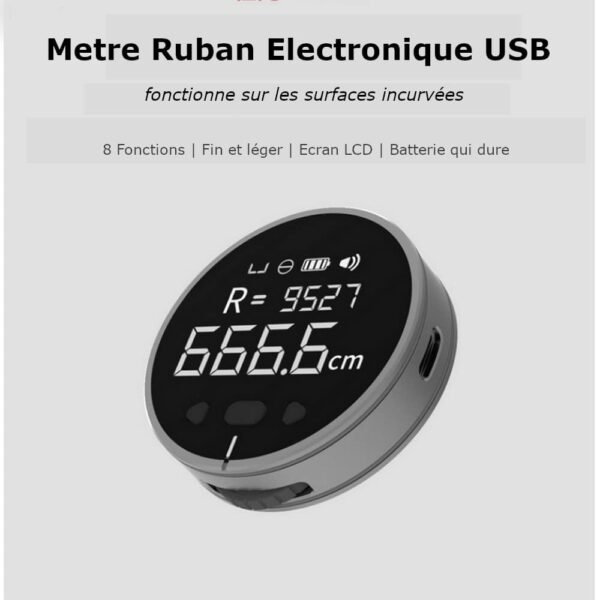 Mètre Ruban électronique LCD de précision rechargeable USB