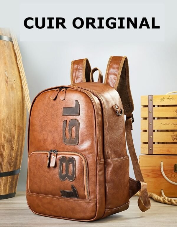 Sac a Dos de Voyage Vintage en Cuir Original