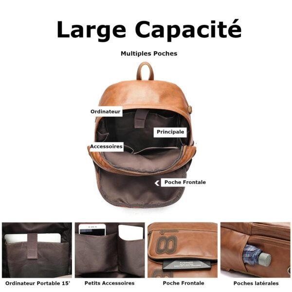 Sac a Dos de Voyage Vintage en Cuir Original
