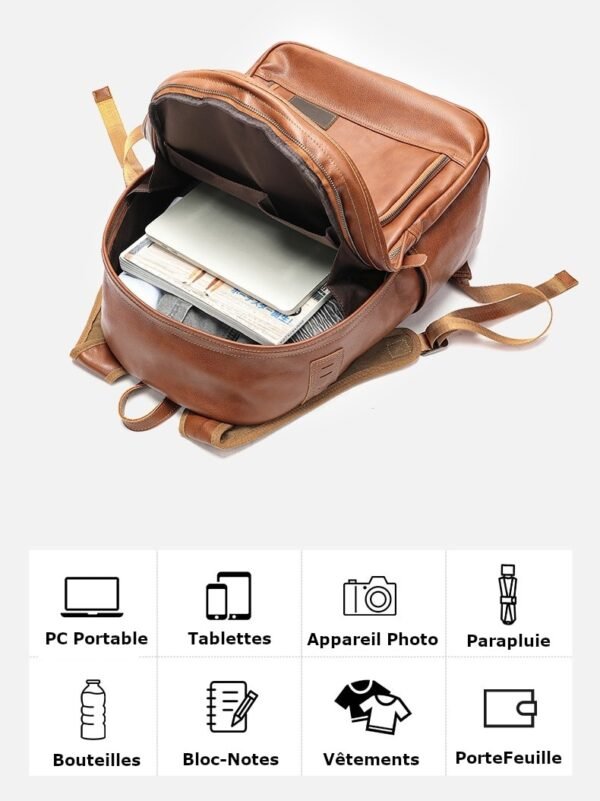 Sac a Dos de Voyage Vintage en Cuir Original