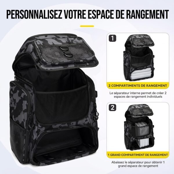 Sac à dos de pêche 50L avec supports