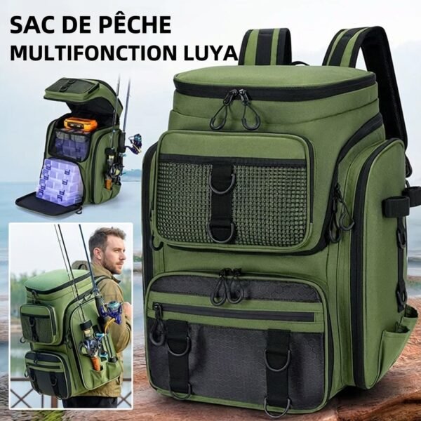 Sac à dos de pêche 50L avec supports
