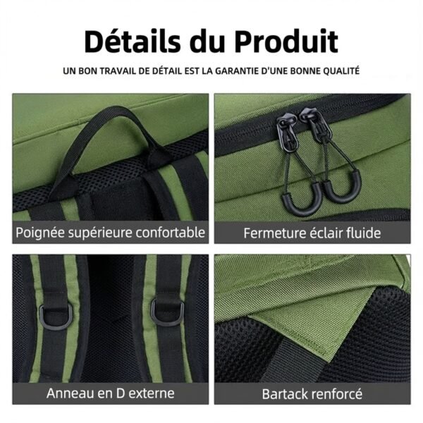 Sac à dos de pêche 50L avec supports