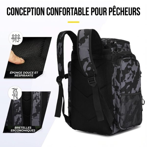 Sac à dos de pêche 50L avec supports