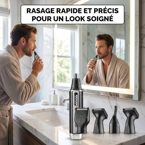 Tondeuse à Barbe et Nez rechargeable 4 en 1 pour homme