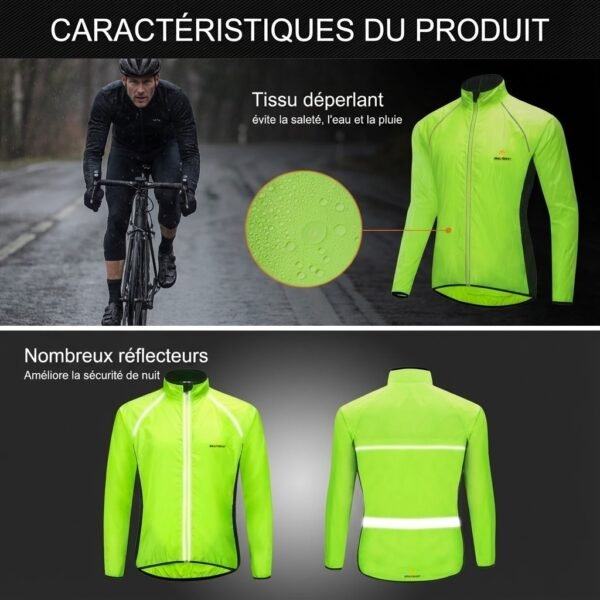 Veste coupe-vent imperméable réfléchissante cyclisme