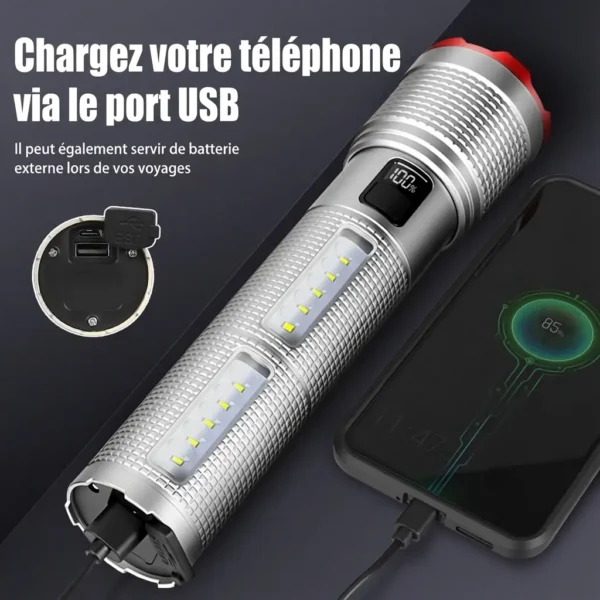 Lampe de Poche LED puissante étanche rechargeable