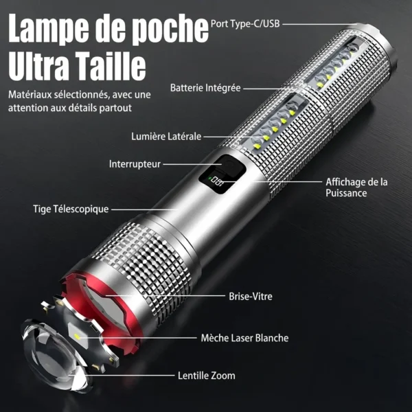 Lampe de Poche LED puissante étanche rechargeable