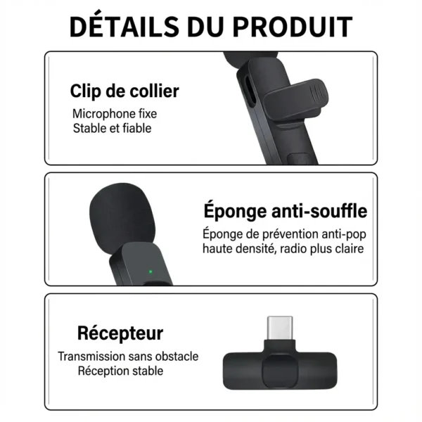 Microphone Lavalier Cravate USB-C
